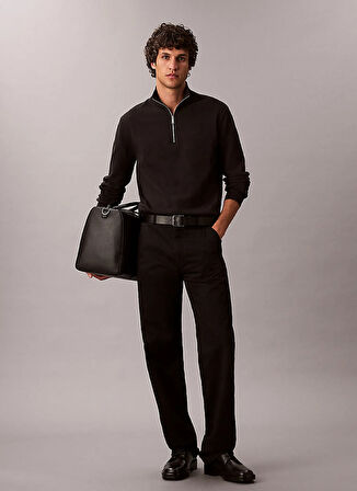 Calvin Klein Bisiklet Yaka Normal Siyah Erkek Kazak LV040BM356UB1_LS SUPIMA QZ SWEATER