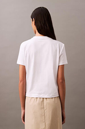 Kadın Ck Flocked Logo T-Shirt - Beyaz | 2XS