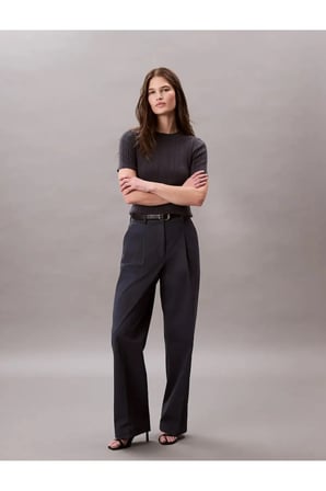 COTTON CHINO PLEATED, CGE Siyah Kadın Pantolon