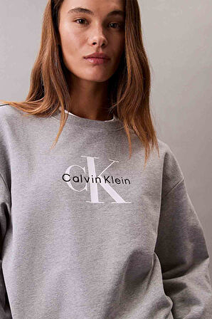  Kadın Gri Relaxed Fit Logolu Sweatshirt - Gri | XS