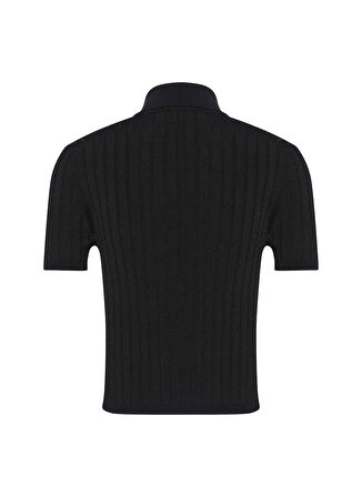 Calvin Klein Jeans Polo Yaka Standart Düz Siyah Kazak Kadın LV047AB304UB1