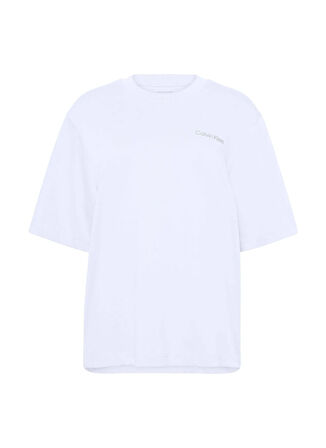 Calvin Klein Jeans Bisiklet Yaka Düz Beyaz Kadın T-Shirt LV047AB813YAA