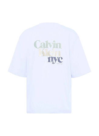 Calvin Klein Jeans Bisiklet Yaka Düz Beyaz Kadın T-Shirt LV047AB813YAA