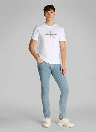 Calvin Klein Jeans Beyaz Erkek T-Shirt LV040EM286YAA SS HERO MONOLOGO 30S