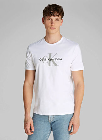 Calvin Klein Jeans Beyaz Erkek T-Shirt LV040EM286YAA SS HERO MONOLOGO 30S