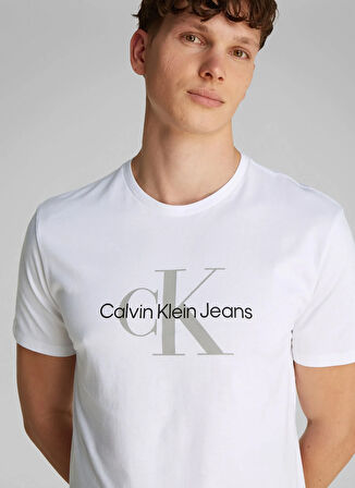 Calvin Klein Jeans Beyaz Erkek T-Shirt LV040EM286YAA SS HERO MONOLOGO 30S