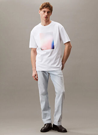 Calvin Klein Jeans Beyaz Erkek T-Shirt LV04RAB811YAA SS REL GRADATION TEE
