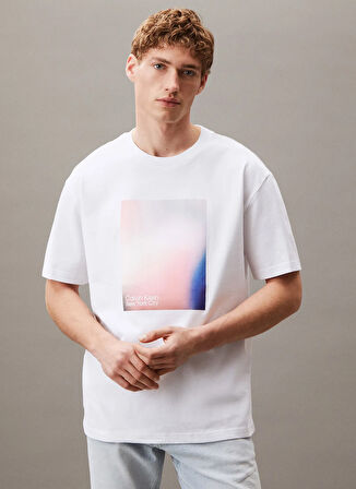 Calvin Klein Jeans Beyaz Erkek T-Shirt LV04RAB811YAA SS REL GRADATION TEE