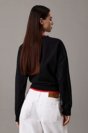 Kadın Ck Monologo French Terry Relaxed Sweatshirt - Siyah | S