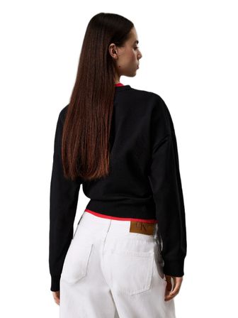 Kadın Ck Monologo French Terry Relaxed Sweatshirt - Siyah | M