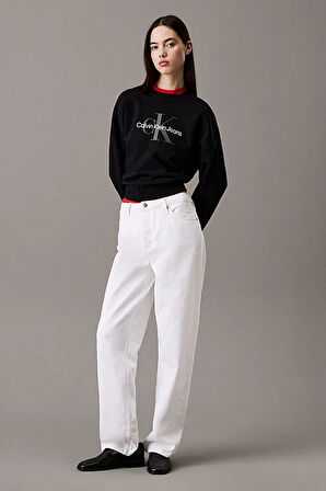 Kadın Ck Monologo French Terry Relaxed Sweatshirt - Siyah | L