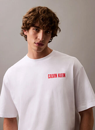 Calvin Klein Jeans Beyaz Erkek T-Shirt LV04RB851GYAA SS 16S RLX VERT LOGO