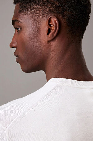 Erkek Bisiklet Yaka Supima Pamuklu Triko Kazak - Beyaz | XS