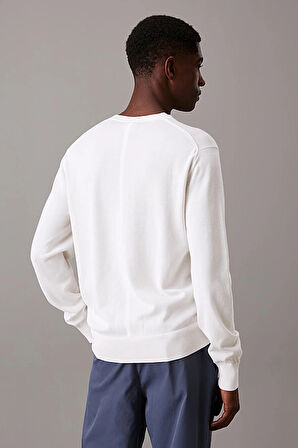 Erkek Bisiklet Yaka Supima Pamuklu Triko Kazak - Beyaz | XL