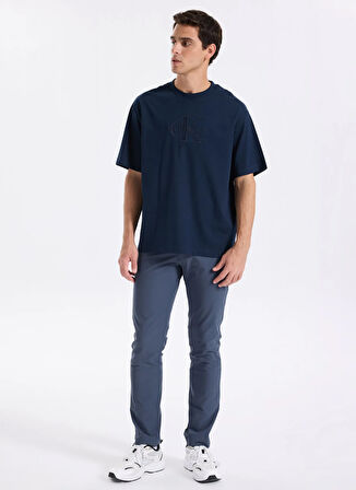 Calvin Klein Jeans Bisiklet Yaka Düz Lacivert Erkek T-Shirt LV04RB295GCEF SS HI LOW EMB 16S JER