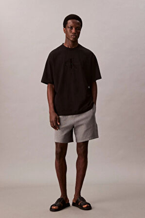 Erkek Nakış Logolu T-Shirt - Siyah | XL