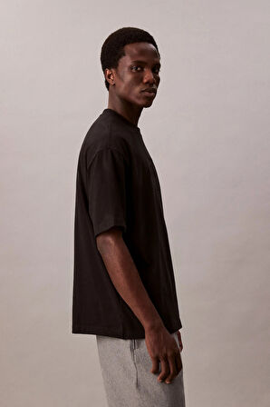 Erkek Nakış Logolu T-Shirt - Siyah | XL