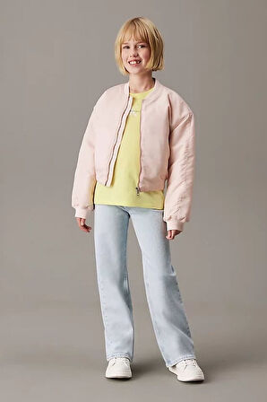 Kız Çocuk Ck Micro Monogram Logo T-Shirt - Sarı | 8 Yaş