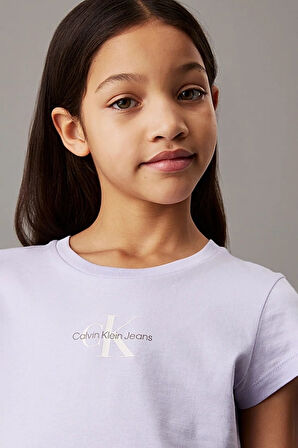 Kız Çocuk Ck Micro Monogram T-Shirt - Mor | 10 Yaş