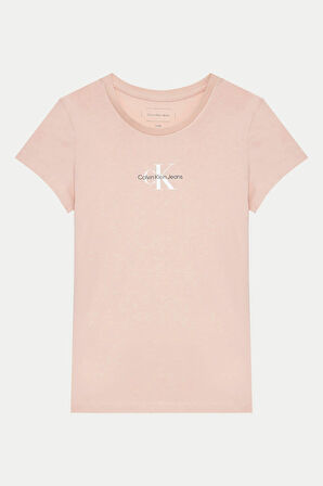Kız Çocuk Ck Micro Monogram Logo T-Shirt - Pembe | 8 Yaş