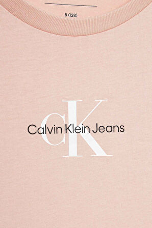 Kız Çocuk Ck Micro Monogram Logo T-Shirt - Pembe | 8 Yaş
