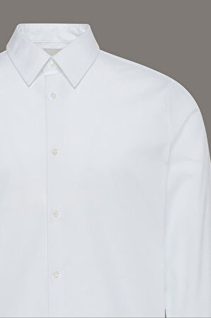 Erkek Slim Fit Supima Pamuklu Klasik Gömlek - Beyaz | S