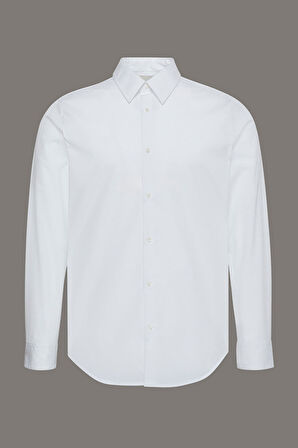 Erkek Slim Fit Supima Pamuklu Klasik Gömlek - Beyaz | L