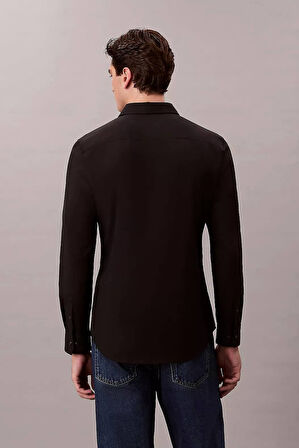 Erkek Slim Fit Supima Pamuklu Klasik Gömlek - Siyah | XL