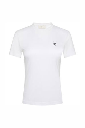 Kadın SS Monogram Crew Logo T-Shirt - Beyaz | M