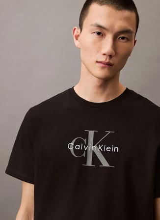 Calvin Klein Jeans Siyah Erkek %100 Pamuk T-Shirt LV04RB862GUB1 SS Hero Monologo Tee