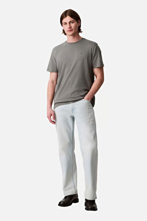 Erkek Nakış Logolu Supima Pamuklu T-Shirt - Gri | L