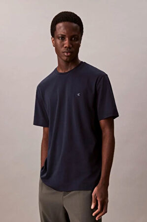 Erkek Supima Pamuk Logo Nakışlı T-Shirt - Lacivert  | L