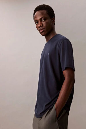 Erkek Supima Pamuk Logo Nakışlı T-Shirt - Lacivert  | L