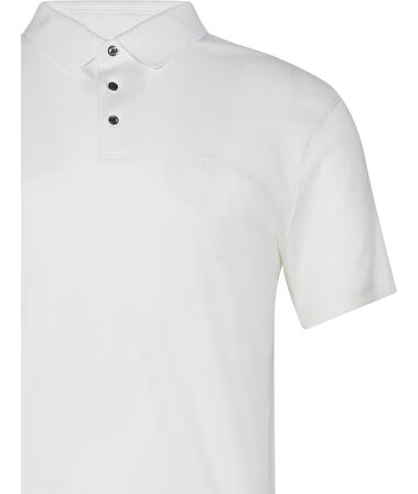 Erkek Polo Yaka Pamuklu Tişört - Beyaz  | S