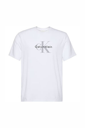 Erkek Logolu Slim Fit Kısa Kollu Pamuklu T-Shirt - Beyaz  | L