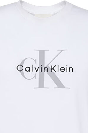 Erkek Logolu Slim Fit Kısa Kollu Pamuklu T-Shirt - Beyaz  | L