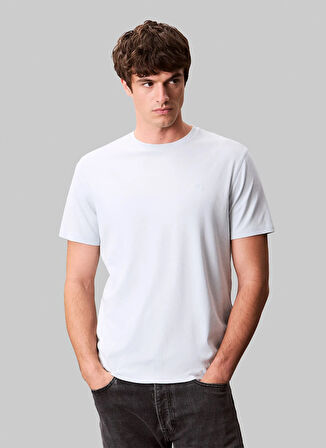 Calvin Klein Bisiklet Yaka Mavi Erkek T-Shirt LV04LB275GCIQ_SS SUPIMA CHEST EMB C