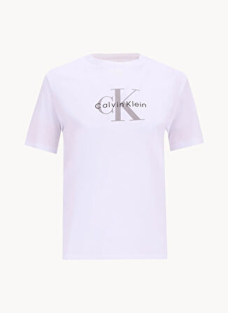 Calvin Klein Jeans Bisiklet Yaka Düz Beyaz Kadın T-Shirt LV047B864GYAA