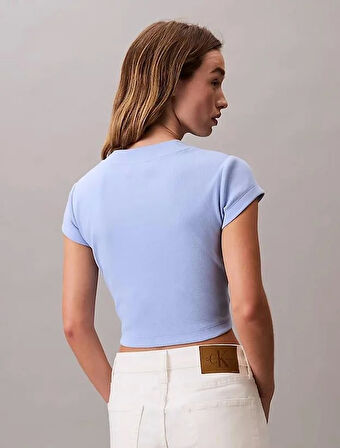Calvin Klein Jeans Rib Kadın Mavi T-shirt LV047AB802-7ZQ