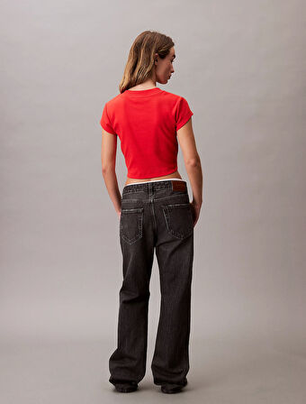 Calvin Klein Jeans Rib Kadın Kırmızı T-shirt LV047AB802-TNC