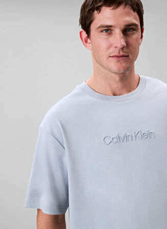Calvin Klein Bisiklet Yaka Mavi Erkek T-Shirt LV04LC206G80C_A - Rel Fashion Logo