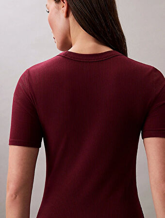 Calvin Klein Jeans A - MODAL RIB SS DRESS Kadın Kırmızı Elbise LV044C902G-VLP