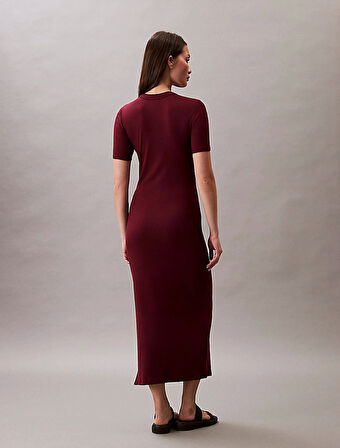 Calvin Klein Jeans A - MODAL RIB SS DRESS Kadın Kırmızı Elbise LV044C902G-VLP