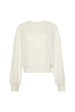 Kadın A - Logo Emb French Terry Sweatshirt - Beyaz | L
