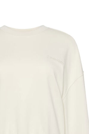 Kadın A - Logo Emb French Terry Sweatshirt - Beyaz | L