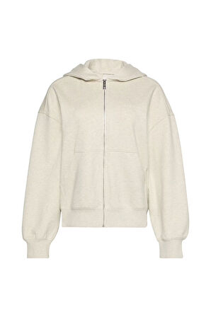 Kadın A Logo Emb French Kapüşonlu Fermuarlı Sweatshirt -Beyaz | XS