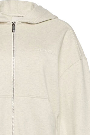 Kadın A Logo Emb French Kapüşonlu Fermuarlı Sweatshirt -Beyaz | XS