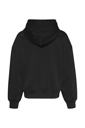 Kadın A - Logo Emb French Kapüşonlu Fermuarlı Sweatshirt - Siyah | S