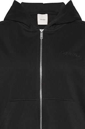 Kadın A - Logo Emb French Kapüşonlu Fermuarlı Sweatshirt - Siyah | M