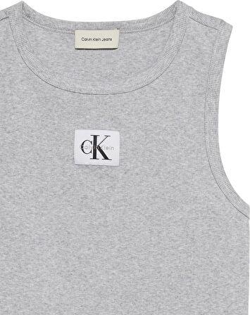 Calvin Klein Jeans A - WOVEN LABEL 2X2 COTTON RIB T Kadın Gri Bluz LV047C201G-P79